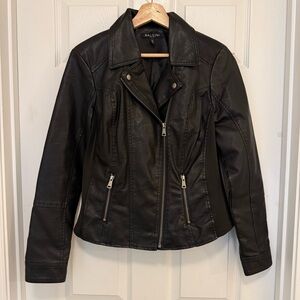 Baccini Black Vegan Leather Moto Biker Jacket